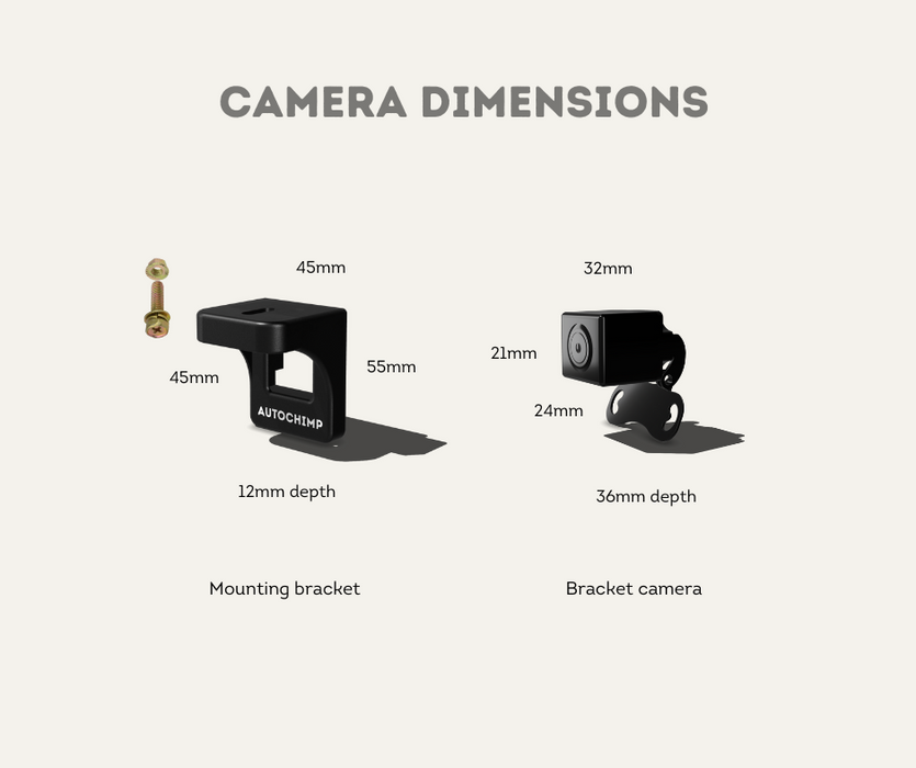 AutoChimp™ Reverse Camera Kit for Isuzu D‑MAX & MU-X (2012–2024) | Plug & Play Integration | AC-ISUZU-RC1 | Camera Dimentions