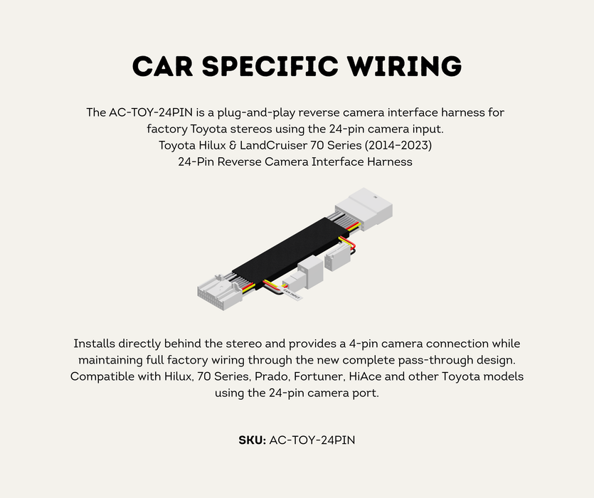 AutoChimp™ Reverse Camera Kit for Toyota Hilux N70 (2014–2015) | Plug & Play | SKU: AC-TOY-RC3 | Car Specific Wiring Kit