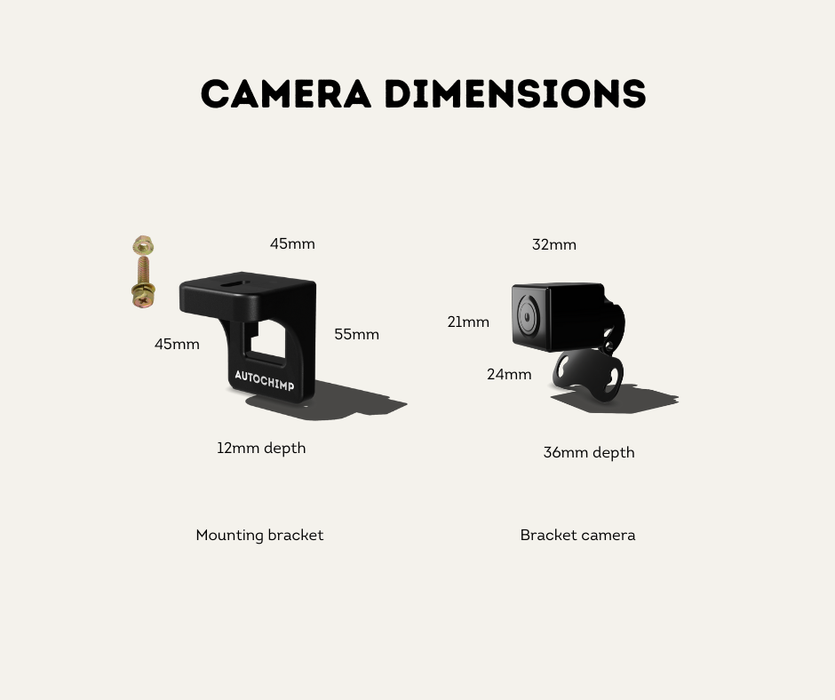 AutoChimp™ Reverse Camera Kit for Toyota Hilux (2014–2020) | AC-TOY-RC4 | Camera Dimensions