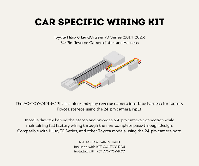 AutoChimp™ Reverse Camera Kit for Toyota Hilux (2014–2020) | AC-TOY-RC4 | Car Specific Wiring