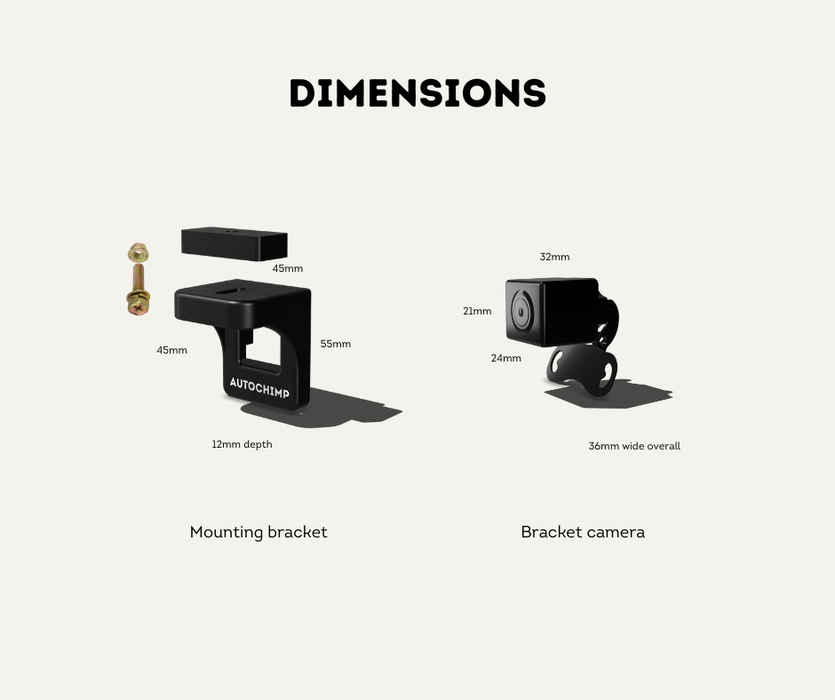 AutoChimp™ Reverse Camera Kit for Toyota LandCruiser GX (2014–2020) | Plug & Play to Factory Stereo | SKU: AC-TOY-RC10 | Dimensions