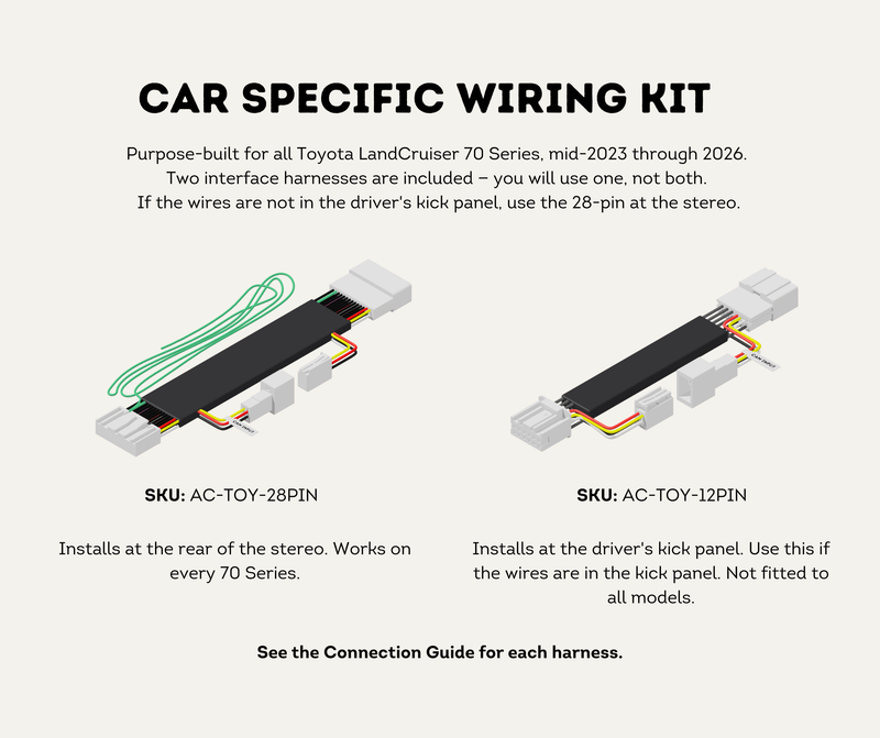 Plug the vehicle-specific harness in behind the stereo