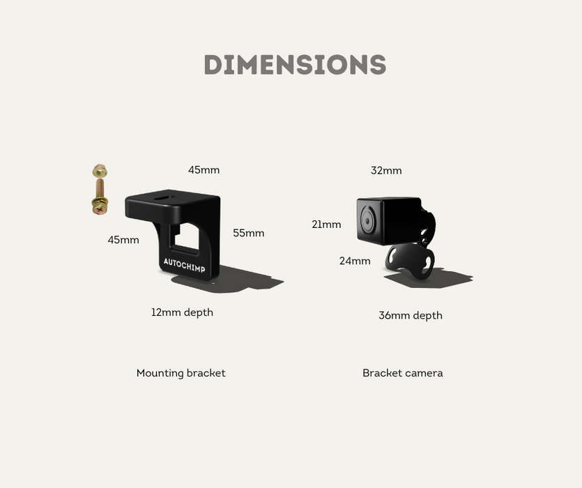 AutoChimp™ Reverse Camera Kit for Toyota Landcruiser 70 Series (2024-2026) | SKU: AC-TOY-RC8-RC9 | Dimentions