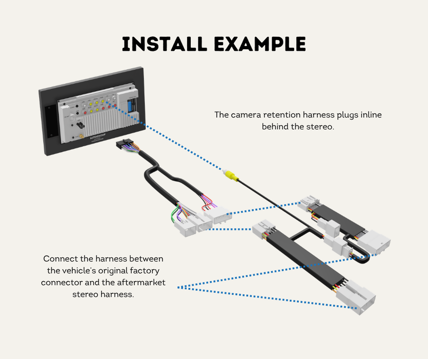 AutoChimp™ Reverse Camera Retention Kit for Toyota Hilux 2014–2020 | OEM Camera to RCA Adapter for Aftermarket Head Units | SKU: AC-TOY-HILUX-2014-RCAM-RET | Install Example