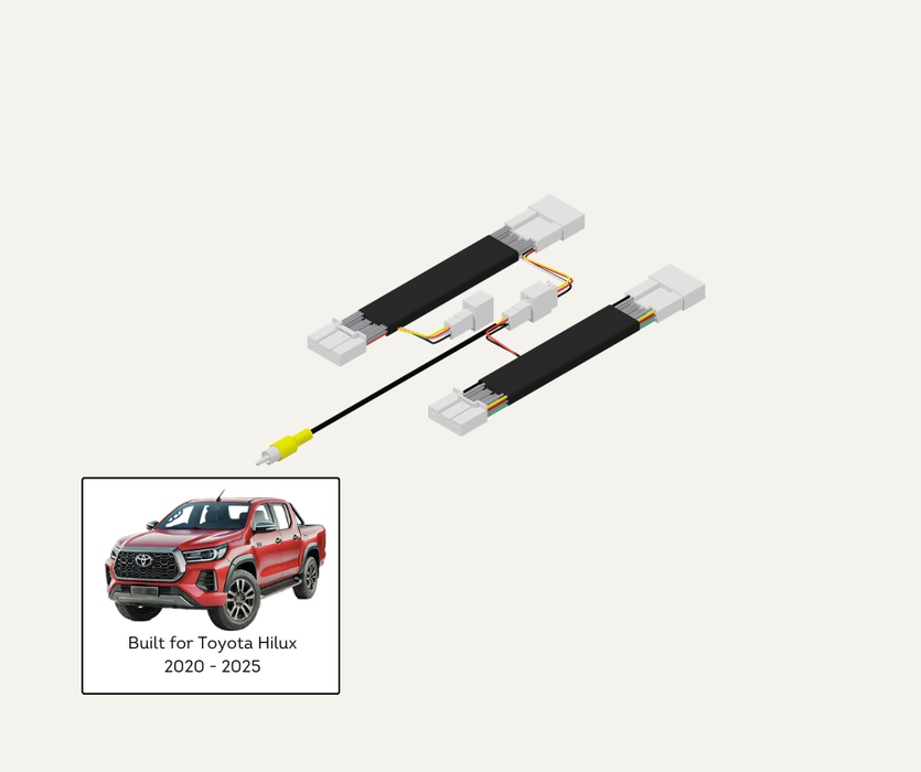 AutoChimp™ Reverse Camera Retention Kit for Toyota Hilux 2020–2025 | OEM Camera to RCA Adapter for Aftermarket Head Units | AC-TOY-HILUX-2020-RCAM-RET | Listing
