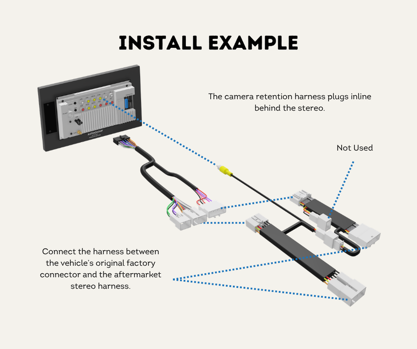 AutoChimp™ Reverse Camera Retention Kit for Toyota LandCruiser 70 Series 2012–2023 | OEM Camera to RCA Adapter for Aftermarket Head Units | SKU: AC-TOY-70-2012-RCAM-RET | Install Example