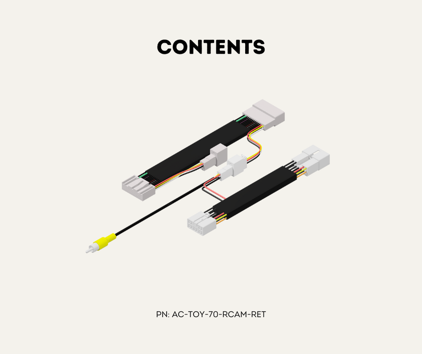AutoChimp™ Reverse Camera Retention Kit for Toyota LandCruiser 70 Series (2024–2026) | OEM Camera to RCA for Aftermarket Head Units | SKU: AC-TOY-70-RCAM-RET | Contents 2