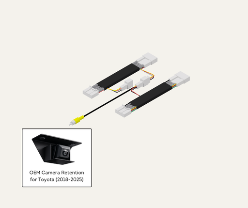 AutoChimp™ Reverse Camera Retention Kit for Toyota (2018–2025) | 30-Pin + 28-Pin OEM Camera to RCA for Aftermarket Head Units | SKU: AC-TOY-30PIN-28PIN-RCAM-RET | Listing