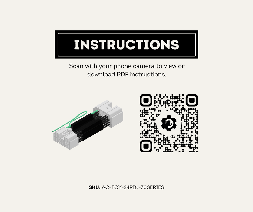 AutoChimp™ Reverse Light Trigger Harness for Toyota LandCruiser 70 Series (2014–2025) | 24-Pin Reverse Signal Patch Harness | SKU: AC-TOY-24PIN-70SERIES | Instructions