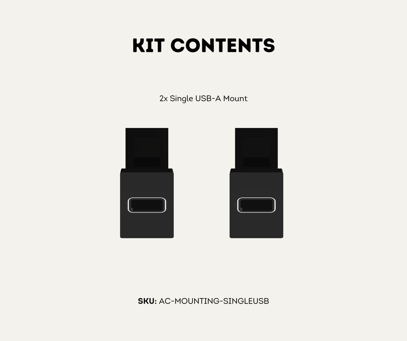 AutoChimp™ Single USB Mounting Kit for Toyota | 2-Pack | SKU: AC-MOUNTING-SINGLEUSB | Kit Contents