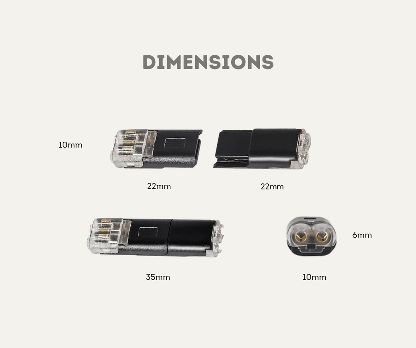 AutoChimp™ SnapLock Inline Connector | 2-Pin Quick Plug | Dimensions