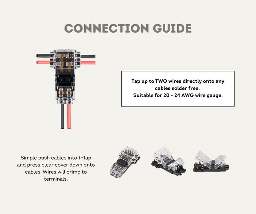 AutoChimp™ SnapTap Wire Connector | 2-Pin T-Tap Style | Connection Guide