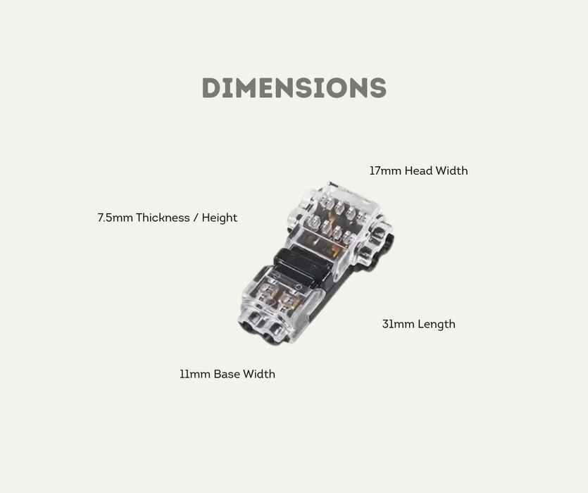AutoChimp™ SnapTap Wire Connector | 2-Pin T-Tap Style | Dimensions