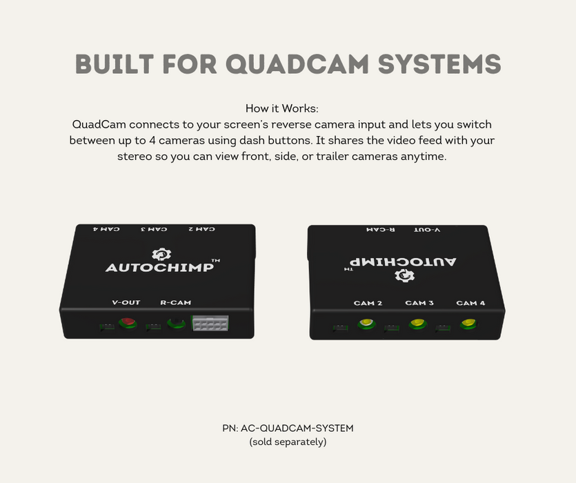 AutoChimp™ Universal Harness Kit | For QuadCam PRO+ & Aftermarket Installations | QuadCam Systems