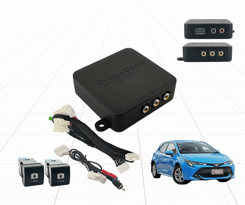 AutoChimp Dual Camera Kit for Toyota Corolla 2020 - 2023 | Reverse Camera On Switch + 2nd Camera Interface | AC-DUAL-COROLLA-2020 - AutoChimp Electronics