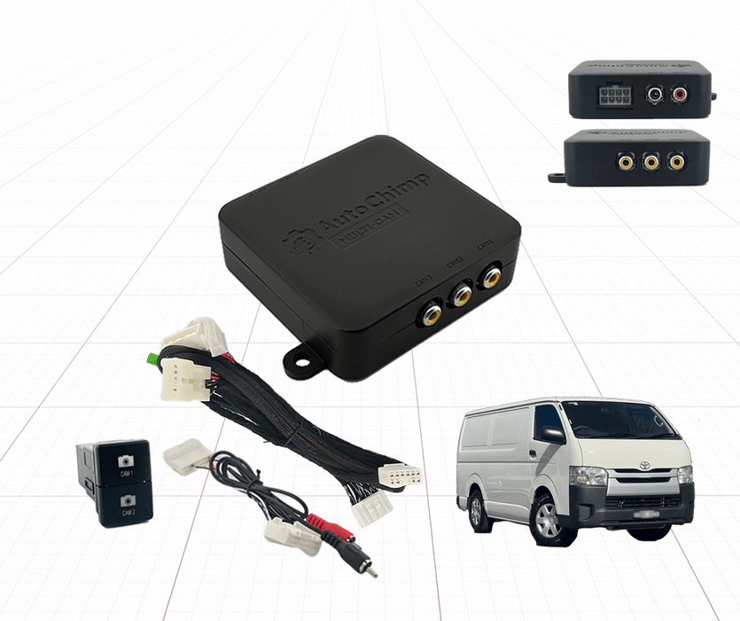 AutoChimp Dual Camera Kit for Toyota Hiace 2016 - 2019 | Reverse Camera On Switch + 2nd Camera Interface | AC-DUAL-HIACE-2016 - AutoChimp Electronics