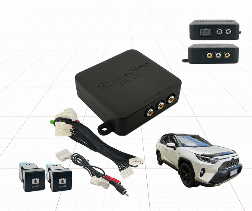 AutoChimp Dual Camera Kit for Toyota Rav4 2019 - 2023 | Reverse Camera On Switch + 2nd Camera Interface | AC-DUAL-RAV4-2019 - AutoChimp Electronics